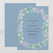 Invitation Couronne de mariage en pervenche d'acier (Devant / Derrière)