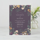 Invitation Couronne de mariage en prune profonde (Debout devant)