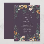 Invitation Couronne de mariage en prune profonde (Devant / Derrière)
