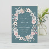 Invitation Couronne de mariage en sarcelle acier (Debout devant)
