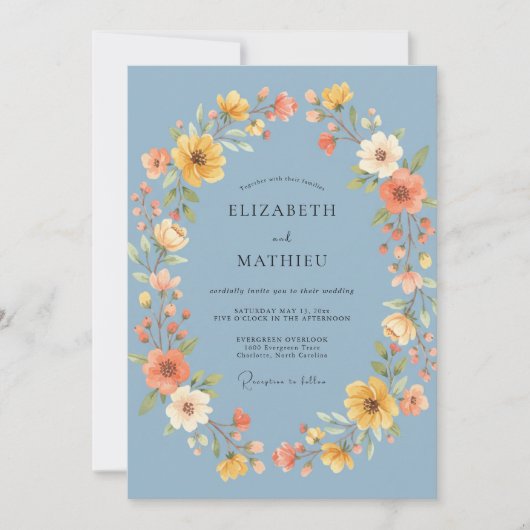 Invitation Couronne de mariage en souci d'acier (Devant)