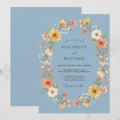 Invitation Couronne de mariage en souci d'acier (Devant / Derrière)
