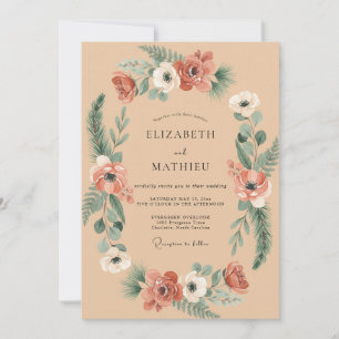 Invitation Couronne de mariage en terracotta Champagne