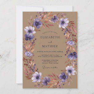 Invitation Couronne de mariage en terre cuite améthyste