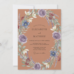 Invitation Couronne de mariage en terre cuite améthyste