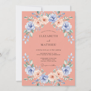 Invitation Couronne de mariage en terre cuite et bleuet