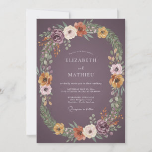 Invitation Couronne de mariage en terre cuite mauve vintage