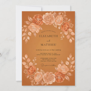 Invitation Couronne de mariage en terre cuite monochrome