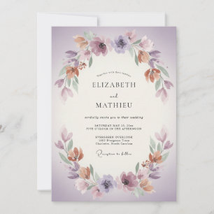 Invitation Couronne de mariage en terre cuite prune