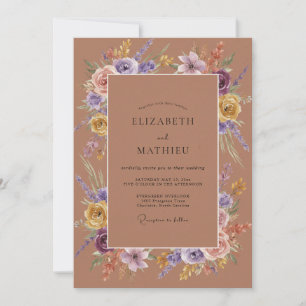 Invitation Couronne de mariage en terre cuite violette