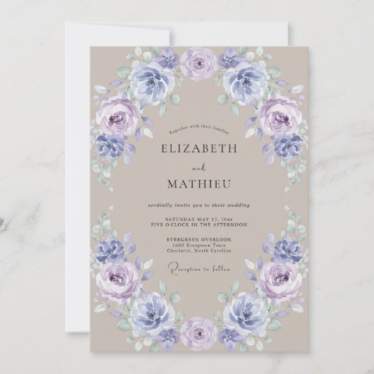 Invitation Couronne de Mariage Fleur de Lavande (Devant)