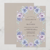 Invitation Couronne de Mariage Fleur de Lavande (Devant / Derrière)