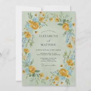 Invitation Couronne de mariage fleur de maïs moutarde