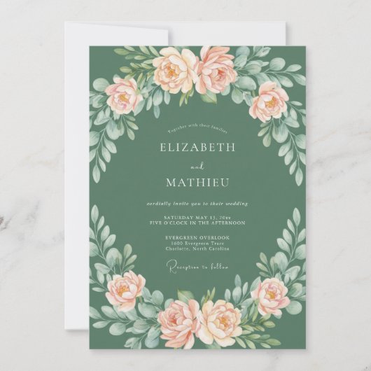 Invitation Couronne de Mariage Fleur de Pêcher (Devant)