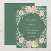Invitation Couronne de Mariage Fleur de Pêcher (Devant / Derrière)