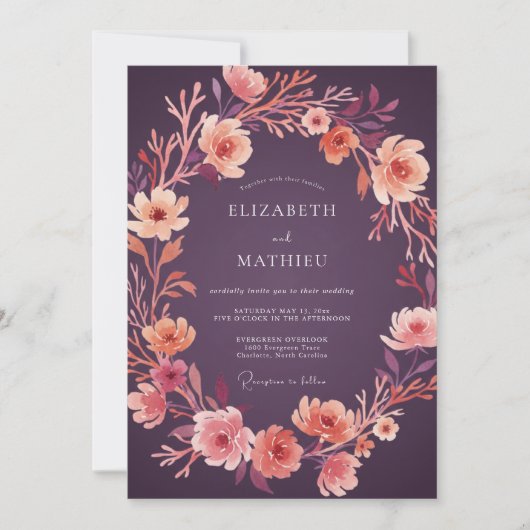 Invitation Couronne de mariage Fleur de Prunier (Devant)