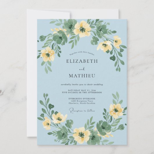 Invitation Couronne de mariage Fleur Jaune (Devant)