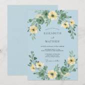 Invitation Couronne de mariage Fleur Jaune (Devant / Derrière)