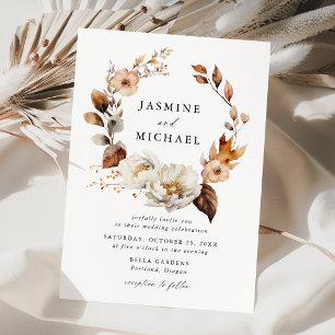 Invitation Couronne de mariage florale automnale rustique