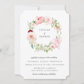 Invitation Couronne de mariage florale Elegant Blush (Devant)