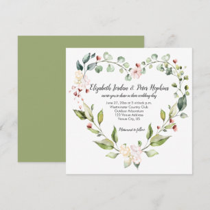 Invitation Couronne de mariage florale rose pêche blanc vert