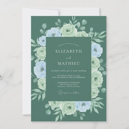 Invitation Couronne de mariage florale sage (Devant)