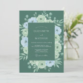 Invitation Couronne de mariage florale sage (Debout devant)