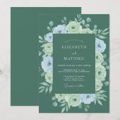 Invitation Couronne de mariage florale sage (Devant / Derrière)