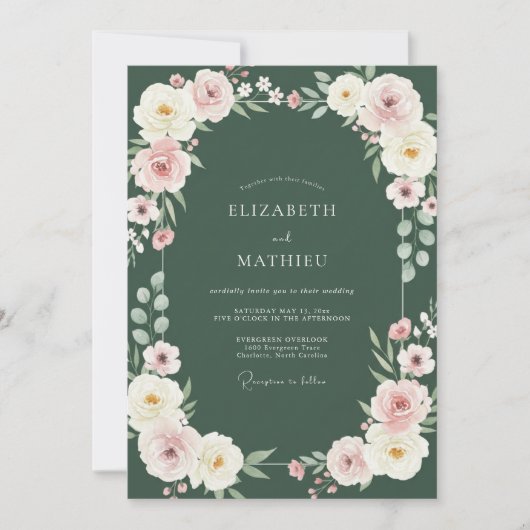 Invitation Couronne de mariage Forest Blush (Devant)