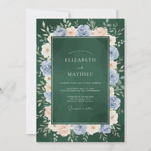 Invitation Couronne de mariage Forest Periwinkle (Devant)
