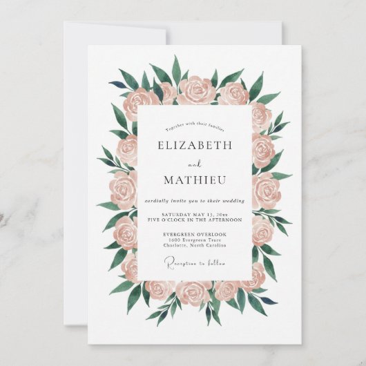 Invitation Couronne de mariage Forêt de Pêches (Devant)