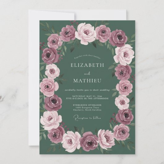 Invitation Couronne de mariage Forêt de Prunes (Devant)