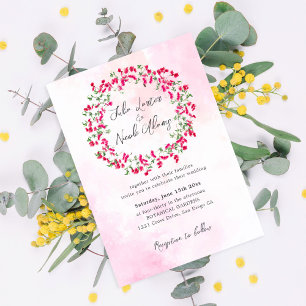 Invitation Couronne de mariage forêt tropicale bougainvillée