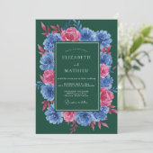 Invitation Couronne de mariage Fuchsia forestier (Debout devant)