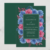 Invitation Couronne de mariage Fuchsia forestier (Devant / Derrière)
