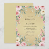 Invitation Couronne de mariage Gold Blush (Devant / Derrière)