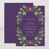 Invitation Couronne de mariage Grape Gold (Devant / Derrière)
