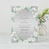 Invitation Couronne de mariage gris blanc (Debout devant)