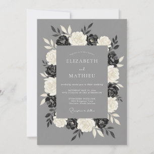 Invitation Couronne de mariage gris charbon