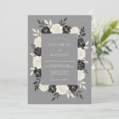Invitation Couronne de mariage gris charbon (Debout devant)