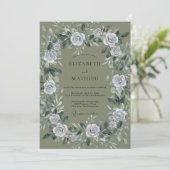 Invitation Couronne de mariage gris olive (Debout devant)