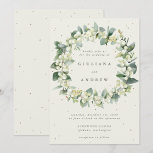 Invitation Couronne de mariage hivernal à la myrtille crémeus