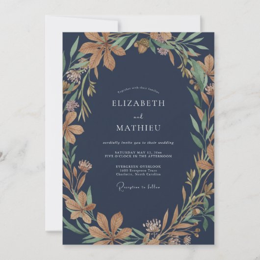Invitation Couronne de mariage Indigo Amber (Devant)