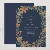 Invitation Couronne de mariage Indigo Amber (Devant / Derrière)