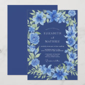 Invitation Couronne de mariage Indigo Lily (Devant / Derrière)