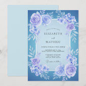 Invitation Couronne de mariage Indigo Pervenche (Devant / Derrière)