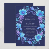 Invitation Couronne de mariage Indigo Violet (Devant / Derrière)