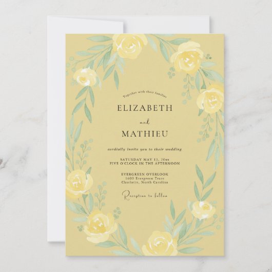 Invitation Couronne de mariage jaune beurre (Devant)