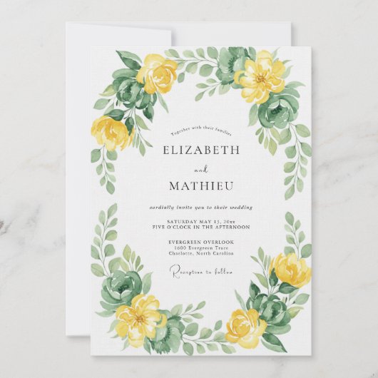 Invitation Couronne de mariage jaune citron (Devant)