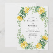 Invitation Couronne de mariage jaune citron (Devant / Derrière)